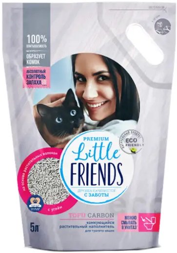 Наполнитель для туалета Little Friends Tofu Carbon 5 л
