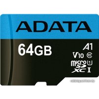 Карта памяти ADATA Premier AUSDX64GUICL10A1-RA1 microSDXC 64GB (с адаптером)