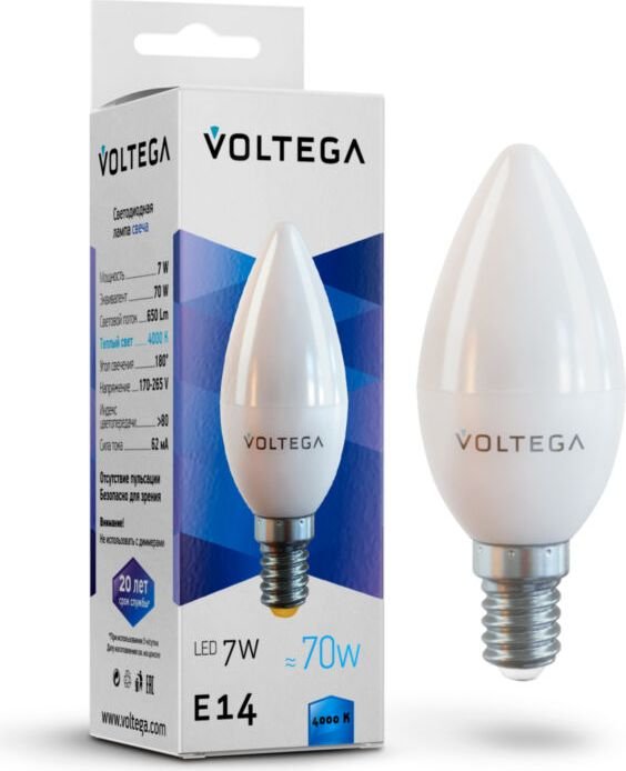 

Светодиодная лампочка Voltega Simple Candle 7W 4000K E14 7049