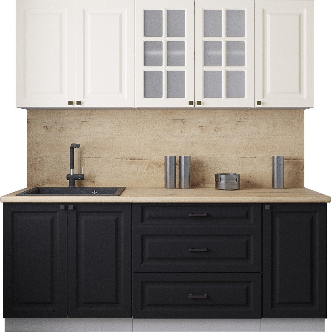 

Готовая кухня Интерлиния Мила Деко 2.0Б (черный/белый/дуб бунратти)