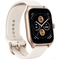 Умные часы Amazfit GTS 4 (золотистый, с белым ремешком из фторэластомера)