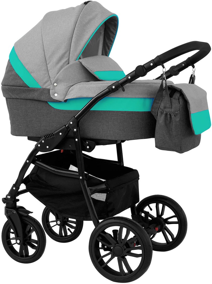 

Универсальная коляска Alis Alvaro F (3 в 1, Al 01 темно-серый/светло-серый/бирюзовая кожа)