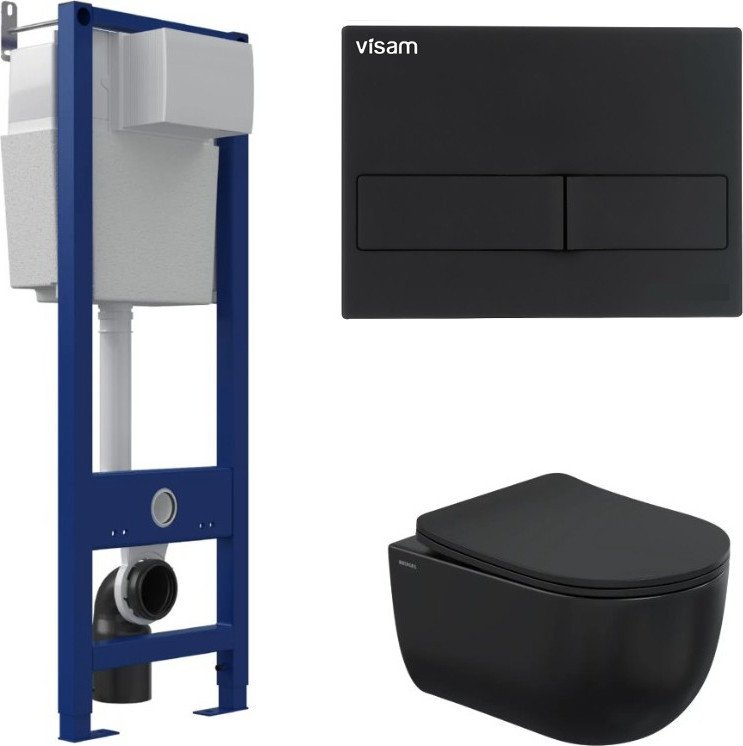 

Унитаз подвесной Berges Wasserhaus Ventas Black Rimless + Visam Slim 525 EX-043324 (с сиденьем)