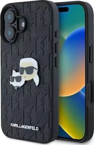 Чехол для телефона Lagerfeld PU Grained Monogram NFT Karl&Choupette metal Heads для iPhone 16 KLHCP16SPGKLKCPK
