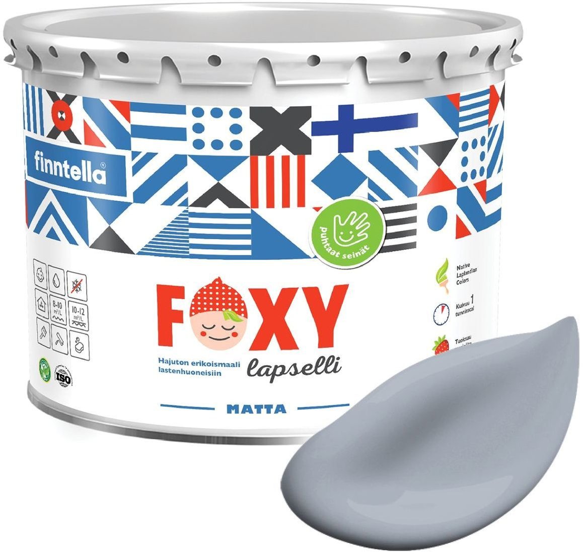 

Краска Finntella Foxy Lapselli Matte Sipuli F-50-1-3-FL283 2.7 л (серый)