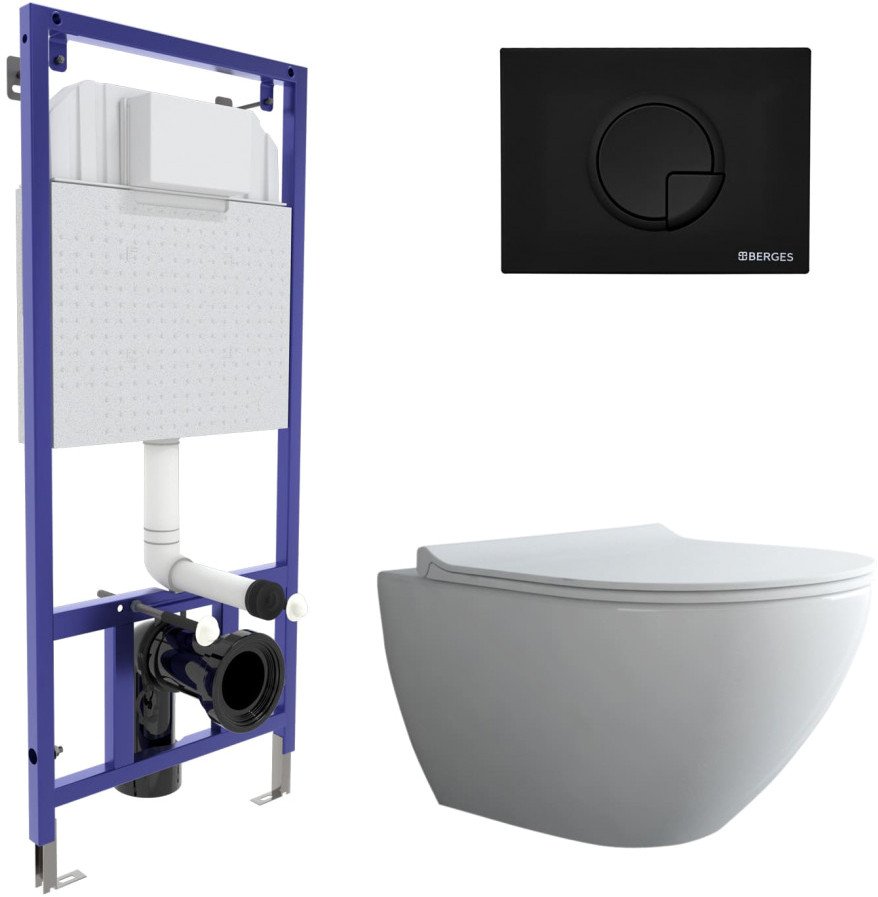 

Унитаз подвесной Berges Wasserhaus Puma Rimless + Toma Slim SO + Novum525 + R5 043268