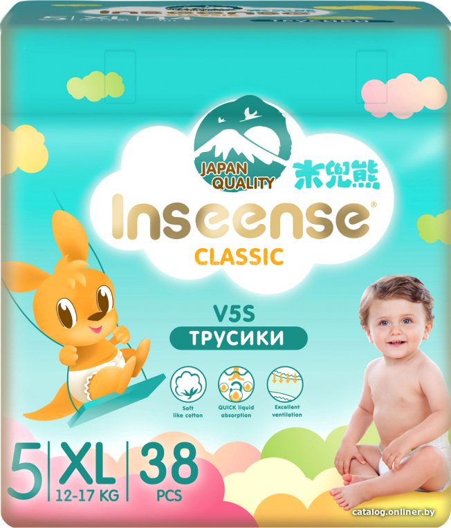 Подгузники Inseense Classic V5S XL 12-17 кг InsCV5SXL38Emer (38 шт)