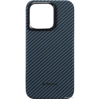 Чехол для телефона Pitaka MagEZ Case 4 для iPhone 15 Pro Max (1500D twill, черный/синий)