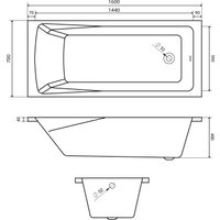 Ванна Lauter Aurora 160x70 21010060 (с ножками и лицевым экраном)