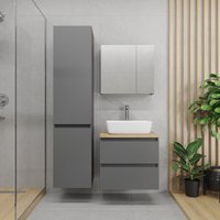  Lauter Шкаф-пенал для ванной Mia 40 с корзиной для белья (навесной, графит)