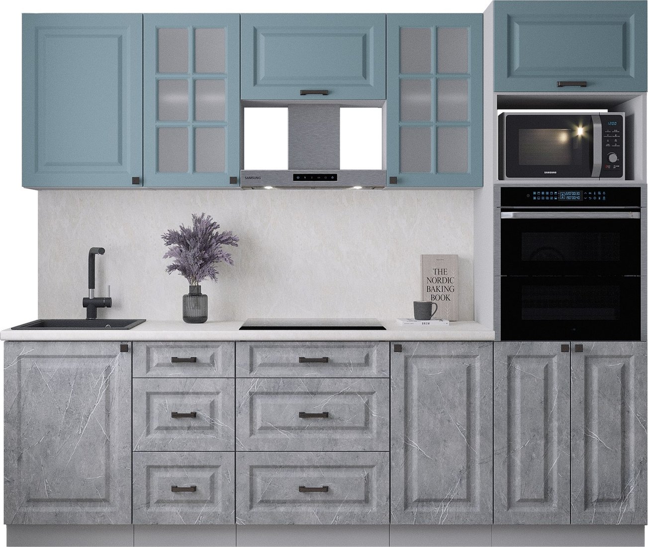 

Готовая кухня Интерлиния Мила Деко 2.5 (керамика/океан/опал светлый)