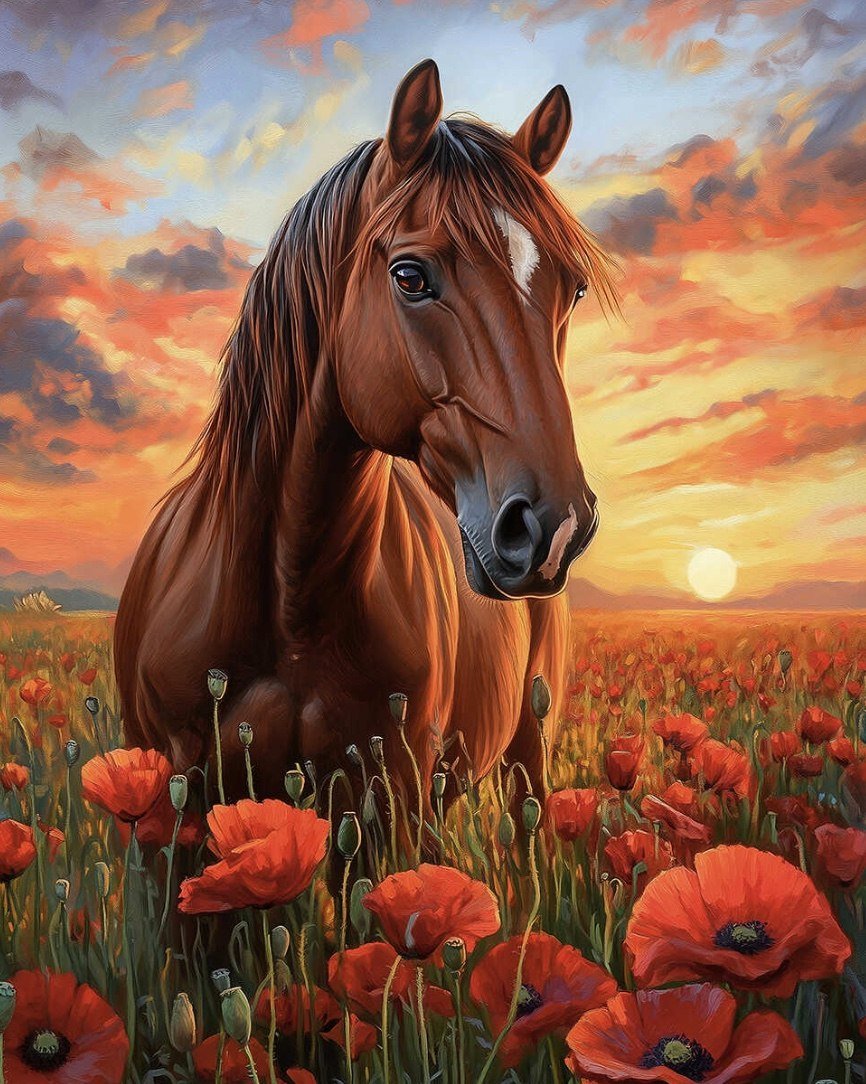 

Алмазная мозаика Феникс+ Лошадь в маковом поле 70856