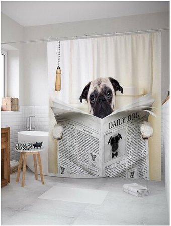 Шторка-занавеска для ванны JoyArty Собака с газетой sc_41936