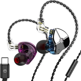 Наушники TRN ST1 USB Type-C (фиолетовый, с микрофоном)