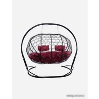 Подвесной диван M-Group Лежебока 11180402 (с черным ротангом/бордовая подушка)