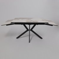 Кухонный стол Lepremo AV 2111 МДФ+керамика раздвижной 1200-1800x800 (белый глянцевый Pandora/черный)