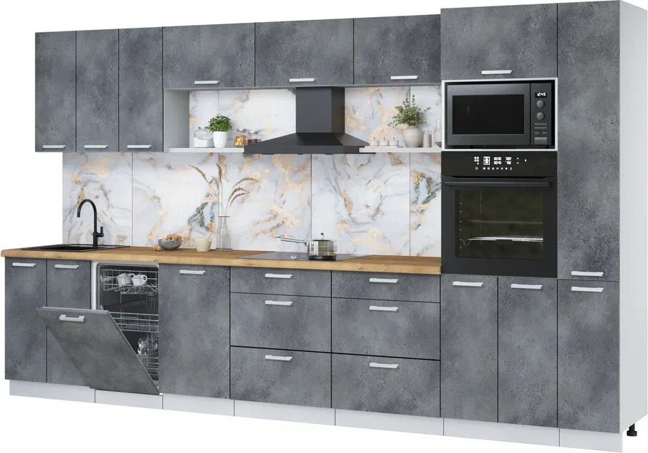 

Готовая кухня Интерлиния Мила Лайт 3.6-ПМ3 (бетон портленд/бетон портленд/дуб бунратти)