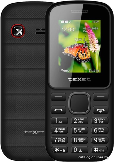 Кнопочный телефон TeXet TM-130 (черный/красный)