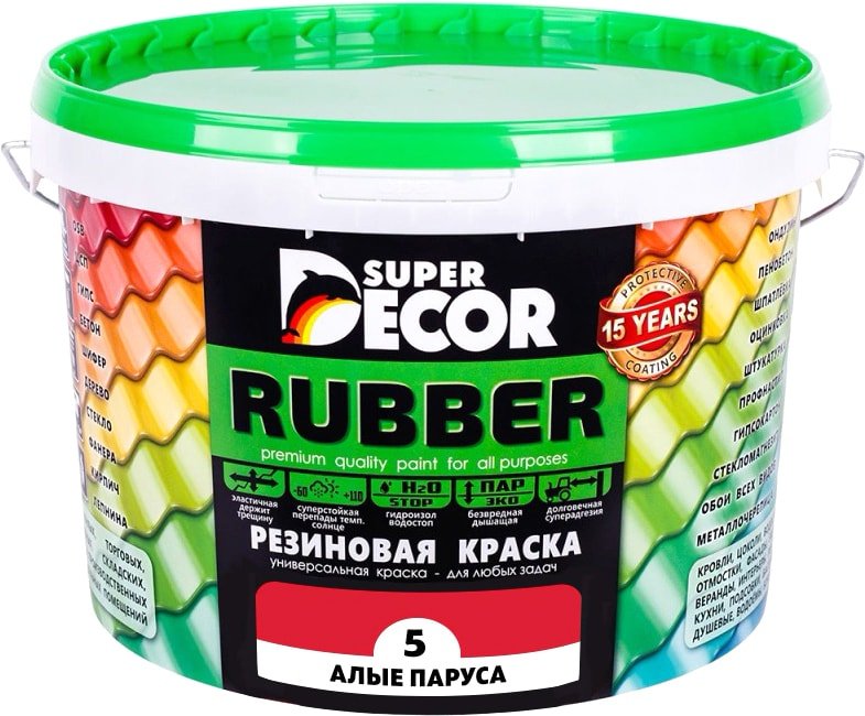 

Краска Super Decor Rubber 3 кг (№05 алые паруса)