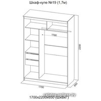 Шкаф-купе SV-Мебель К №19 1.7 (ясень шимо темный)