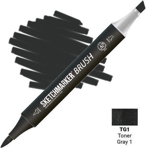 

Маркер художественный Sketchmarker Brush Двусторонний TG1 SMB-TG1 (тонированный серый 1)
