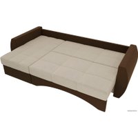 Угловой диван Лига диванов Сатурн 101053 (левый, микровельвет, бежевый/коричневый)