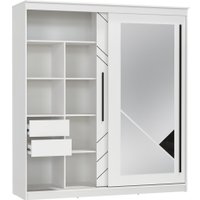 Шкаф-купе Олмеко Марко 95.11 2-х дверный с зеркалом (белый/белый/Masa Decor черный)