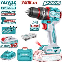 Ударная дрель-шуруповерт Total TIDLI20768 (с 2-мя АКБ, кейс)