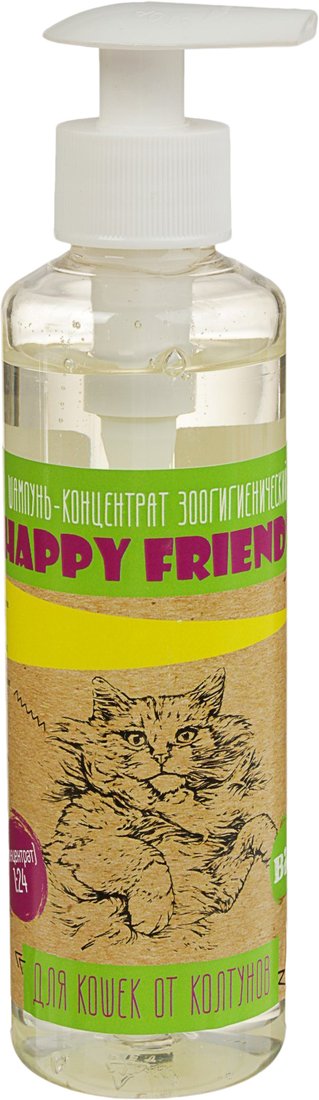 

Концентрат шампуня Happy Friends для кошек от колтунов 240 мл