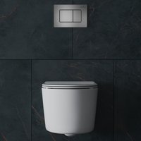 Унитаз подвесной Roxen Simple Compact в комплекте с инсталляцией StounFix Dual Fresh 6 в 1 954681 (кнопка: оружейная сталь)