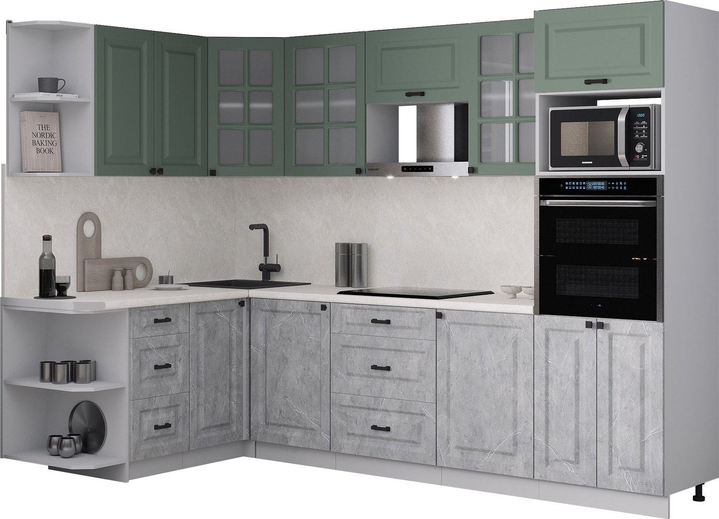 

Готовая кухня Интерлиния Мила Деко 1.68x2.8 LV (керамика/мята/опал светлый)