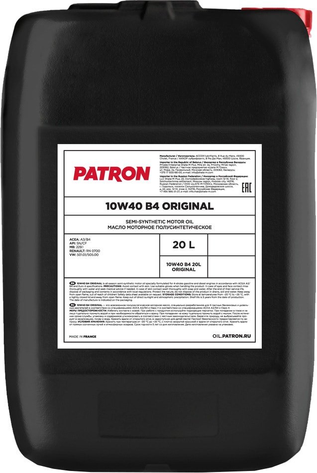 

Моторное масло Patron 10W-40 B4 20л