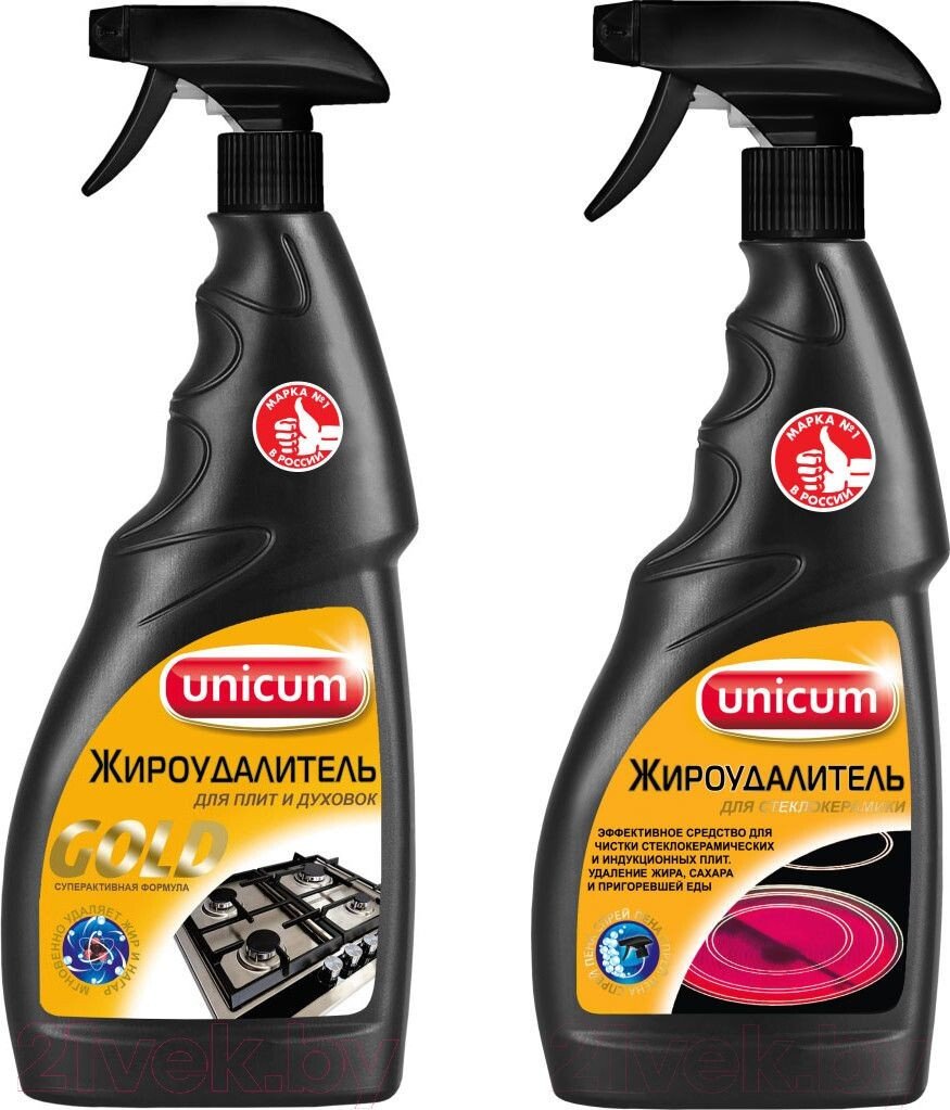 Средство для кухни Unicum Спрей Жироудалитель Для стеклокерамики + Для плит и духовок (2x500 мл)