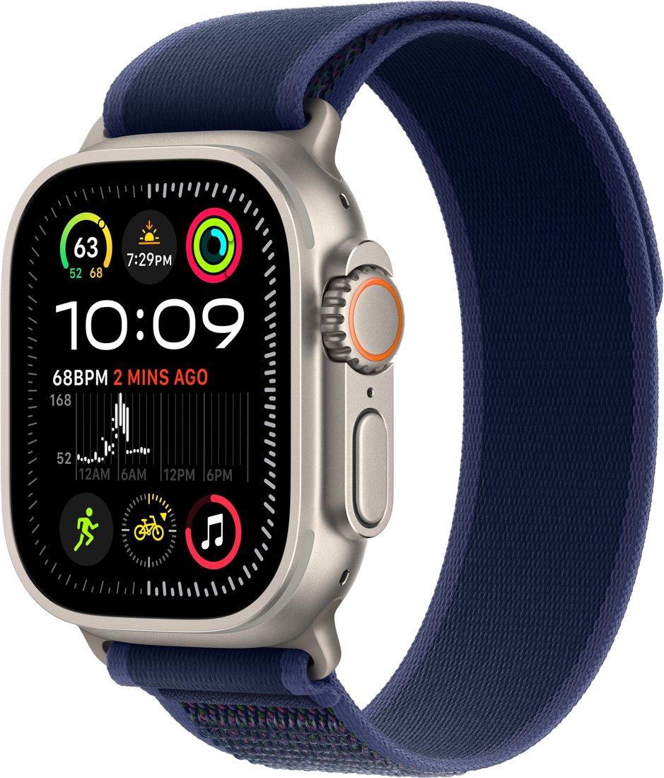 

Умные часы Apple Watch Ultra 2 LTE 49 мм (титановый корпус, титановый/синий, нейлоновый ремешок M/L)