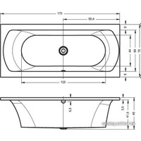 Ванна Riho Lima 170x75 (без ножек)