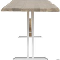 Кухонный стол Buro7 Двутавр 110 (с обзолом, дуб беленый/белый)