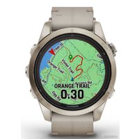 Умные часы Garmin Fenix 7S Pro Sapphire Solar (мягкое золото/известняк, с кожаным и силиконовым ремешками)