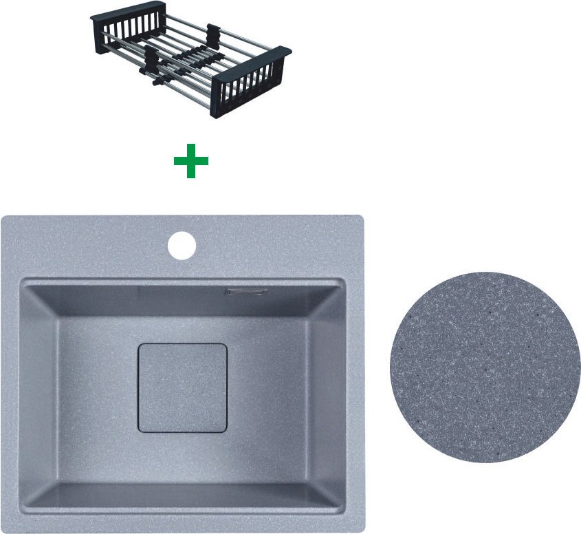 

Кухонная мойка Marblan Comfort 48 (серебристый, с сифоном и колландером)