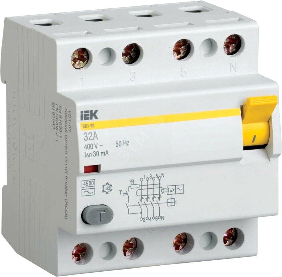 

Устройство защитного отключения IEK ВД1-63 4P 32А 300mA MDV10-4-032-300
