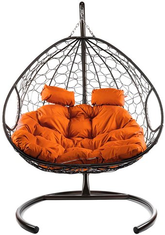 M-Group Для двоих 11450207 (коричневый ротанг/оранжевая подушка)