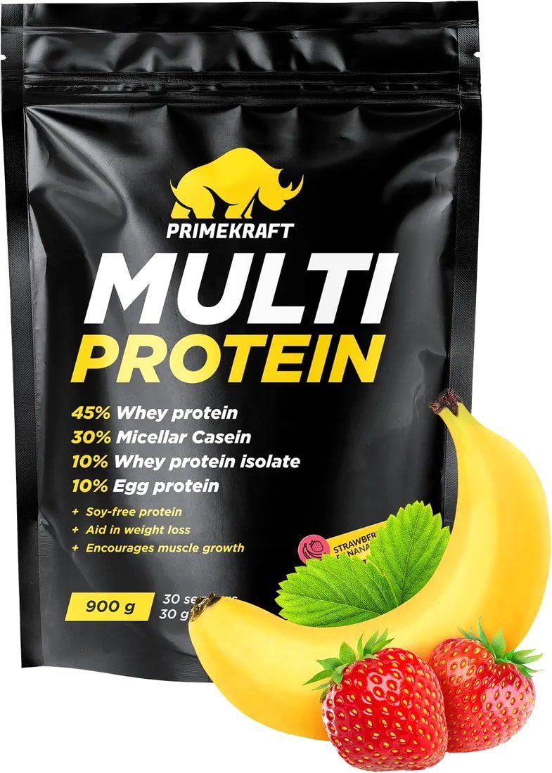 

Протеин комплексный Prime Kraft Multi Protein (900г, клубника/банан)