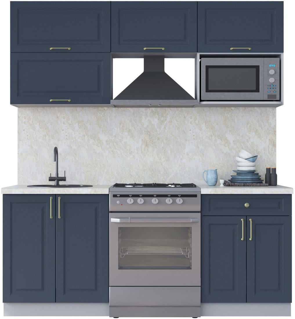 

Готовая кухня Интерлиния Мила Шато 1.9В (индиго/индиго/опал светлый)