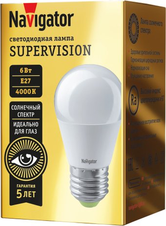 Светодиодная лампочка Navigator 80 543 NLL-G45-6-230-4K-E27-FR-SV