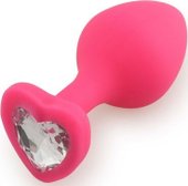 Silicone Butt Plug Heart Shape Medium розовый/прозрачный 39816