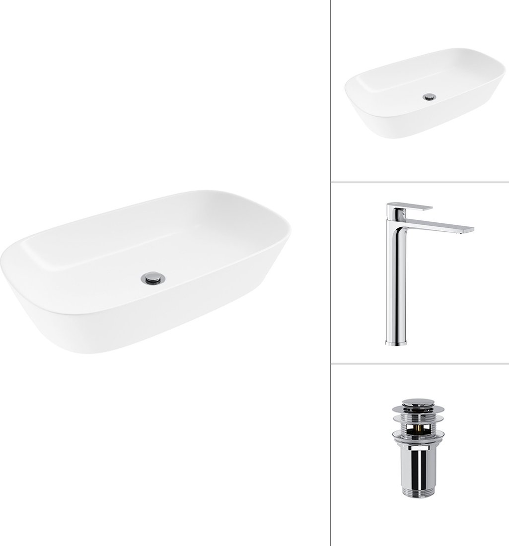 

Умывальник Lauter 21393-70 + Reef 21CK8678C с донным клапаном 21190CH (хром)