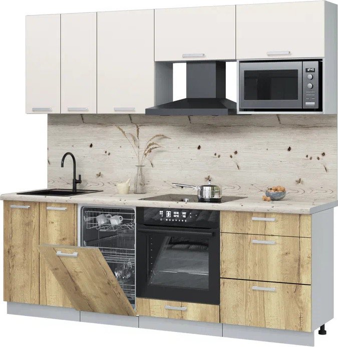 

Готовая кухня Интерлиния Мила Лайт 2.25-ПМ4 (персидский жемчуг/дуб золотой/бискайская сосна)