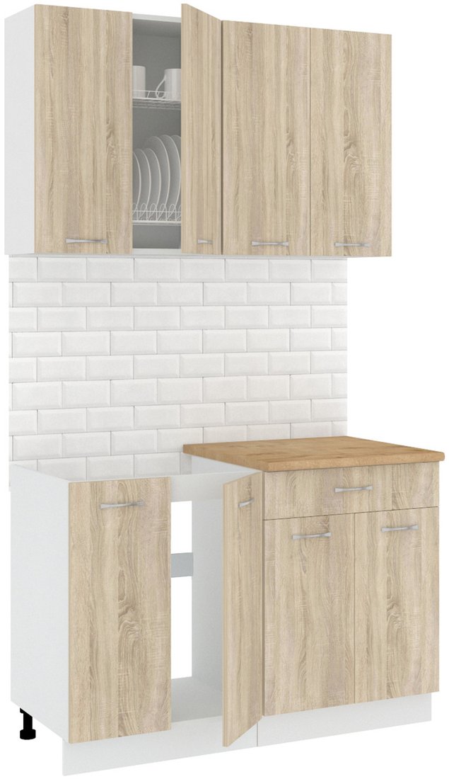 

Готовая кухня Кортекс-мебель Корнелия Лира-лайт 1.2м (дуб сонома/дуб бунратти)