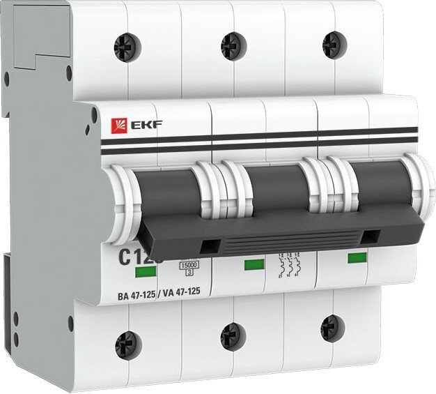 

Выключатель автоматический EKF PROxima ВА 47-125 3Р 125А (С) mcb47125-3-125C