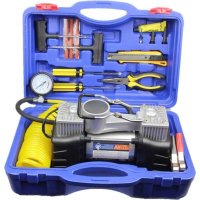 Автомобильный компрессор Nova Bright АК-75 (двухпоршневой, металлический корпус, кейс, LED-фонарь)