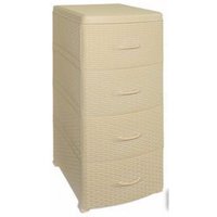 Комод ВиолетПласт Ротанг 4 секции (бежевый)